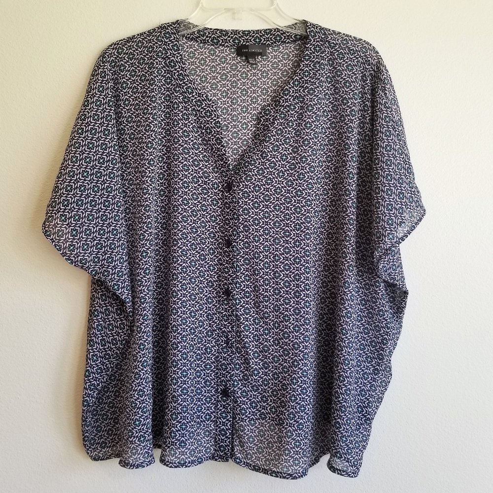 semi sheer Over Sized Short Sleeve Blouse